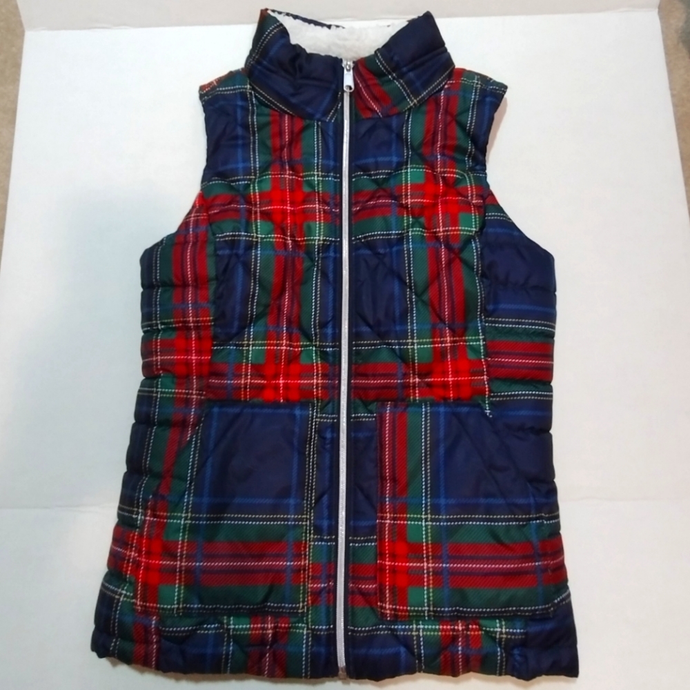 So Puffer Vest Women XS Plaid Fleece Lined